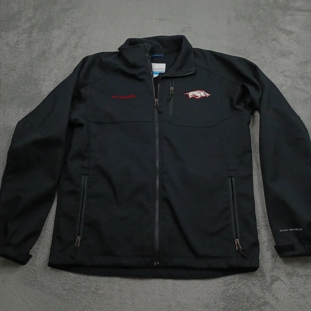 Arkansas Razorbacks Jacket Mens Medium Black Columbia Full Zip Outdoor